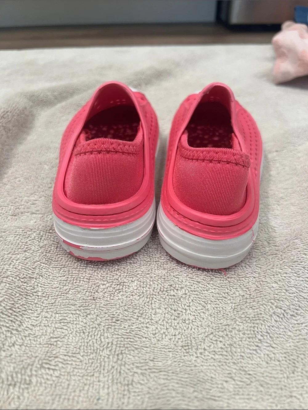 Kids Pink Slip-On Water Shoes with White Toe Cap
